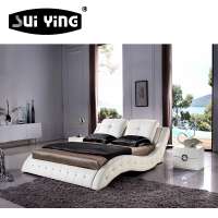 Latest Design Upholstered Bed Soft Bed Fabric Bed with Headboard Bedroom Furniture