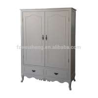 French Provencial 2 Door 2 Drawer Wardrobe - White/Black/Pewter