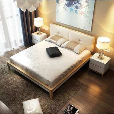 Scandinavian style modern bedroom upholstered panel bed